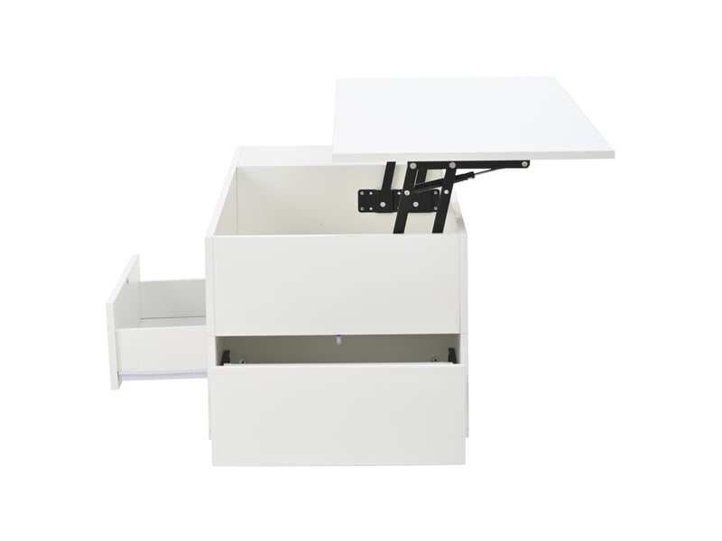  Table basse 100x50x45 cm relevable avec led panneau de particules blanche  - Conforama D