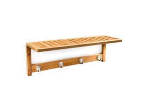 Étagère murale porte-serviettes 50 x 18 x 16 cm gain de place design contemporain en bambou naturel 13_0003126
