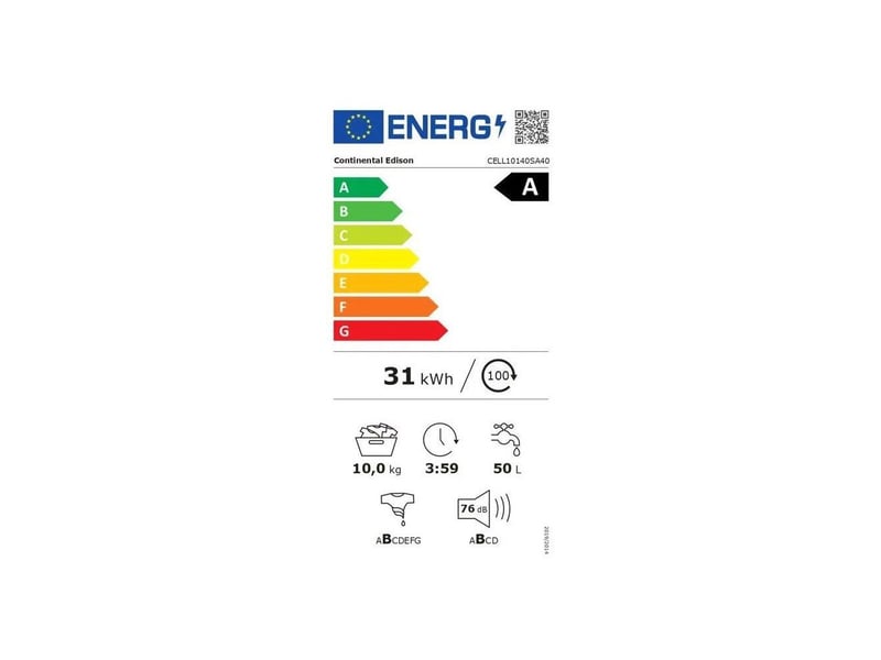  Lave linge hublot 10 kg 1400 tr induction argent 16 programmes CELL10140SA40 - Conforama D