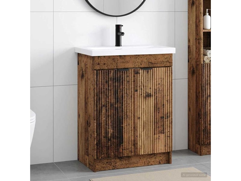  Ensemble de mobilier de salle de bain bois ancien shl9768  - Conforama B