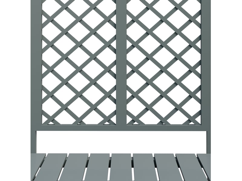  Banc jardinière avec treillis 169x145x42 cm gris en bois, avec bacs de plantation et assise extérieure  - Conforama E