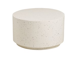 Table basse ronde en fibre d'argile blanche et aspect terrazzo - fibralys