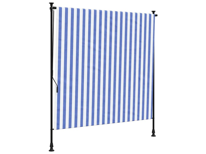  Store enrouleur, store roulant d'extérieur bleu et blanc 150x270 cm tissu acier cf47427  - Conforama A