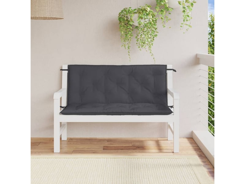  Lot de 2 coussins de banc de jardin, coussins d'assise anthracite mélangé tissu cf58618  - Conforama C
