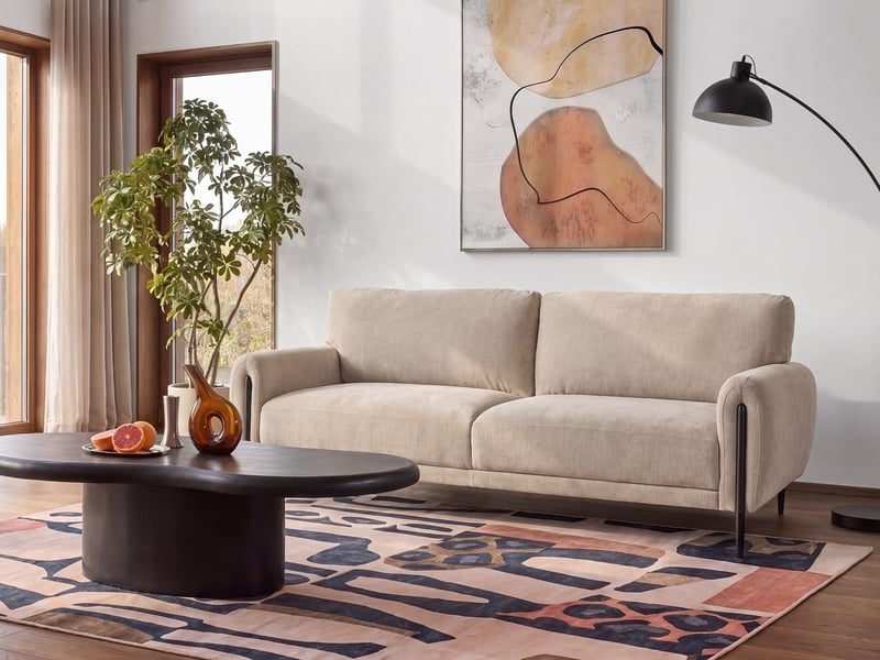 Canapé 3 places skaro tissu chenille beige - Conforama B