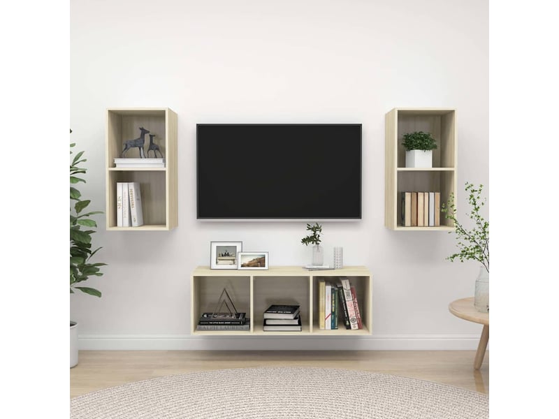  Ensemble de meubles tv 3 pcs chêne sonoma bois d'ingénierie shl183  - Conforama B