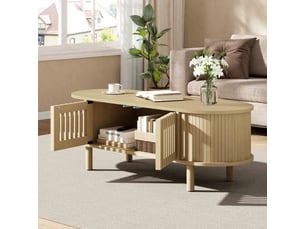 Table basse ovale coloris naturel <strong></strong> <strong></strong> - 40 cmx100 cm