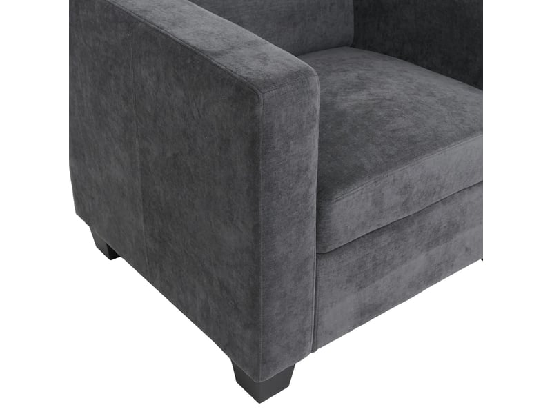  3-2-1 ensemble de canapés lille, ensemble de canapés, canapé lounge, suspension nosag, tissutextile chenille (260 gm²) - gris foncé  - Conforama E