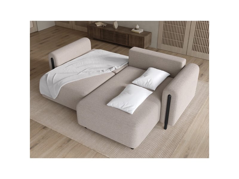  Canapé d'angle convertible arvessa beige chenille – angle droit  - Conforama D