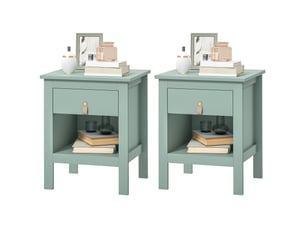 Lot de 2 tables de chevet avec tiroir et compartiment ouvert, 45 x 40 x 55 cm, vert
