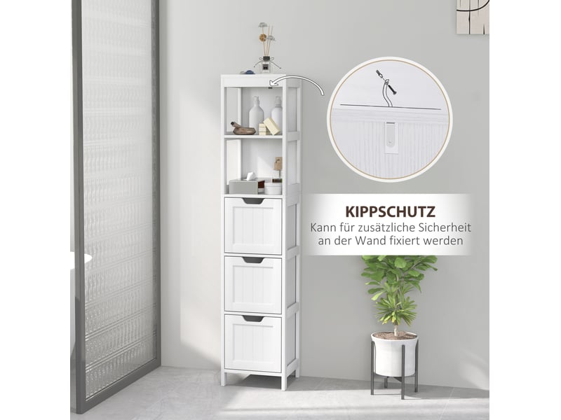  Colonne de salle de bains 30x30x142,4 cm 3 tiroirs mdf blanc  - Conforama D