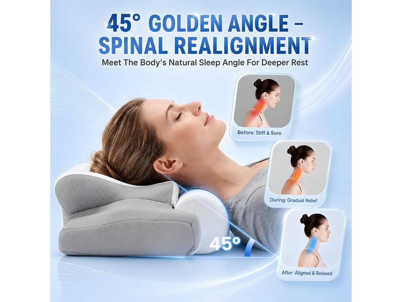  Coussin de nuque en mousse à mémoire de forme 2 en 1 - oreiller ergonomique avec 2 hauteurs et housse rafraîchissante  - Conforama R