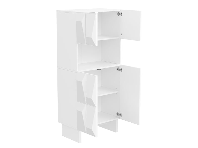  Ensemble meubles de salon 3 pièces avec rangement - lpospi - façades 3d géométriques panneaux de particules blanc  - Conforama E