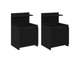 Tables de chevet 2 pièces avec 2 tiroirs noir 40 x 36,5 x 62 cm