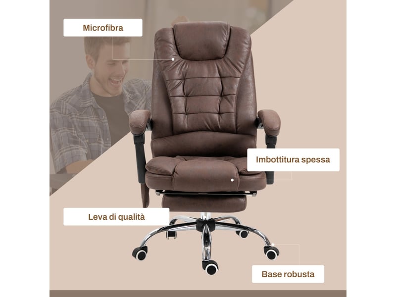  Fauteuil de bureau nalilay massant chauffant inclinable marron  - Conforama E