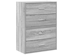 Lot de 2 armoire à tiroirs, commode avec 4 tiroirs sonoma gris bois d'ingénierie
