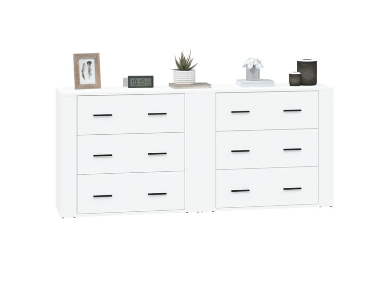  Buffets 2 pcs - bahut - meuble de rangement blanc bois d'ingénierie  - Conforama D