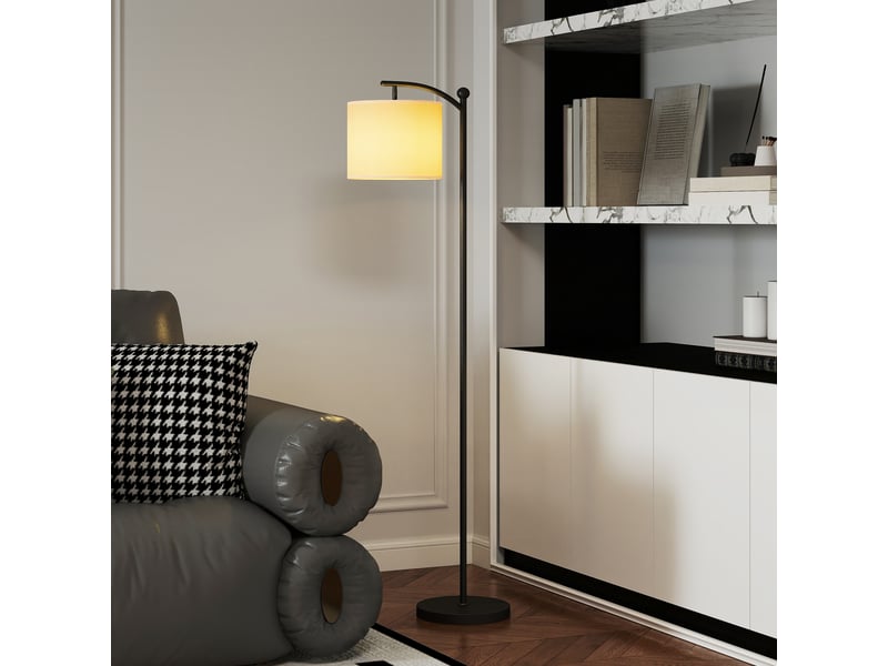  Lampadaire dimmable 2 températures de couleur avec télécommande, minuterie de 60 minutes, 160 cm, noir  - Conforama D