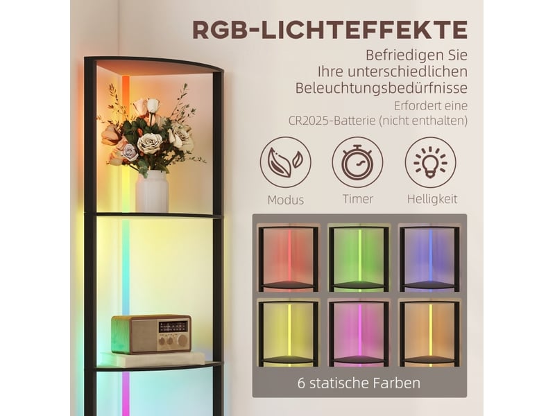  Lampadaire led 42x29,5x163 cm rgb à 5 niveaux de réglage mdf noir  - Conforama D