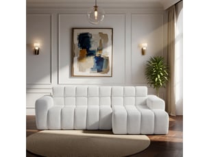 Canapé d'angle compressé droit fixe <strong>ULEVR</strong> <strong></strong> 3 places Velours blanc