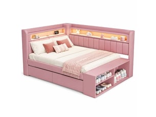 Lit banquette 90x200 cm coloris rose