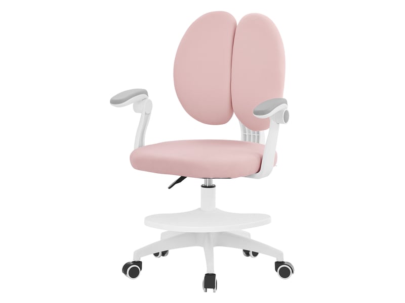  Ml-design chaise de bureau pour enfant 95-107 cm rose avec dossier divisé et repose-pieds siége d'étude ergonomique pivotant 360° hauteur réglable accoudoirs rabattables tissu respirant confortable  - Conforama A