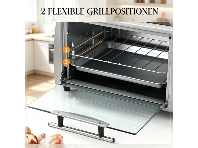  Mini-four compact - argent - métal, acier inoxydable, verre trempé - dimensions : - capacité : 10 litres 36.5x26x22cm - Conforama C