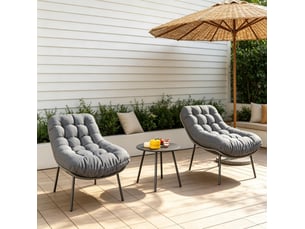 Salon de jardin 2 personnes 66x99x73 cm en métal gris