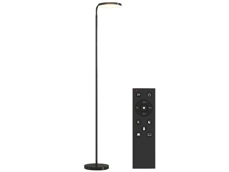  Lampadaire led 41x25x166-177 cm avec télécommande magnétique, tête rotative, noir  - Conforama A