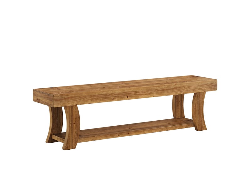  Banc d'entrée rustique en bois massif de 160 cm de long avec compartiment de rangement, banc à chaussures en bois pour entrée, chambre à coucher, couloir, salon, montage facile  - Conforama A