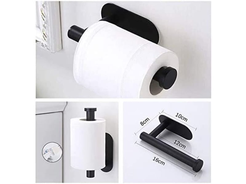 Aiducho porte papier toilette auto-adhésif noir - en acier inoxydable - pas de perçage nécessaire, forte adhérence et imperméable - Conforama D