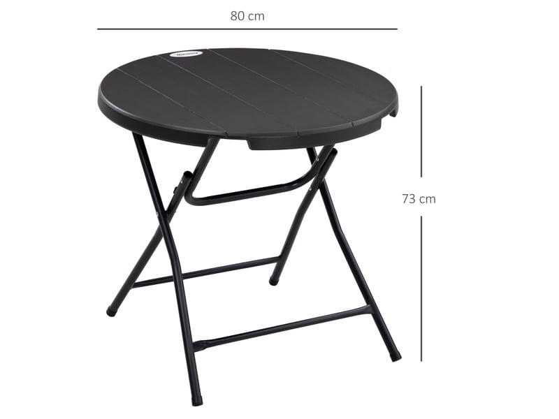  Table de jardin ronde pliante ø80 cm gris foncé, plateau hdpe aspect bois pour 4 personnes en terrasse  - Conforama C
