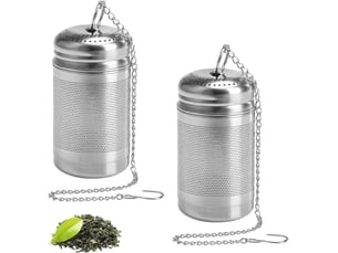 2 pièces passoire à thé pour thé en vrac, filtre à thé en acier inoxydable avec couvercle et chaîne, filtre à thé pour thé en vrac (4x7,5 cm)