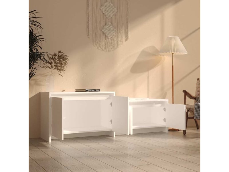  Meuble tv - banc tv - meuble de rangement blanc 146,5x35x50 cm bois d'ingénierie  - Conforama C