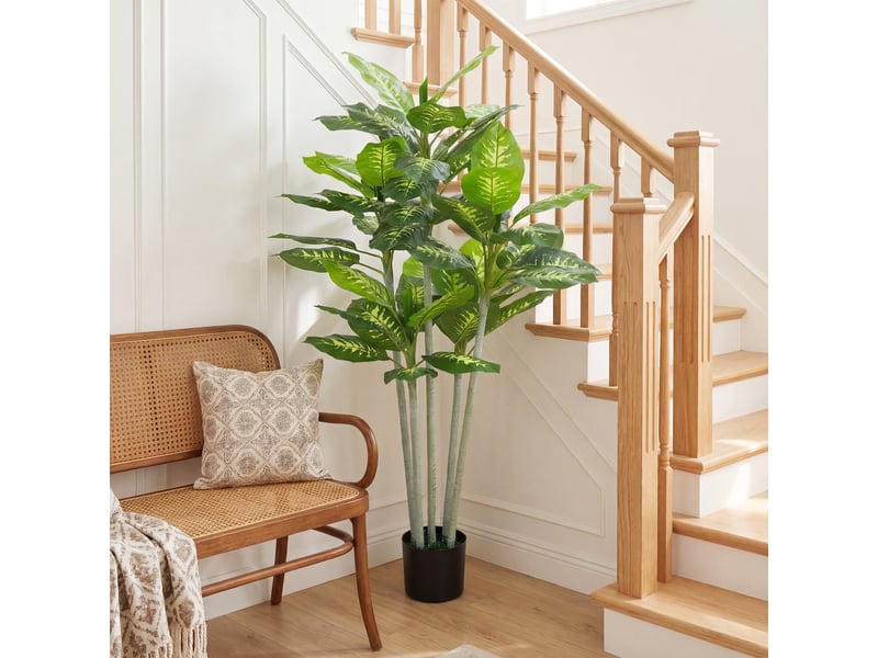  Plante artificielle calathea hauteur 150 cm pot ciment 53 feuilles - intérieur  - Conforama D