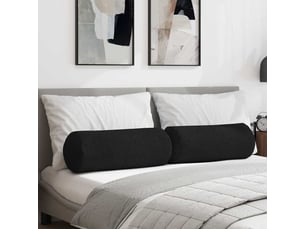Lot de 2 coussins d'accent, coussins décoratifs, coussins lombaires tissu noir ø 25 x 70 cm cf56703