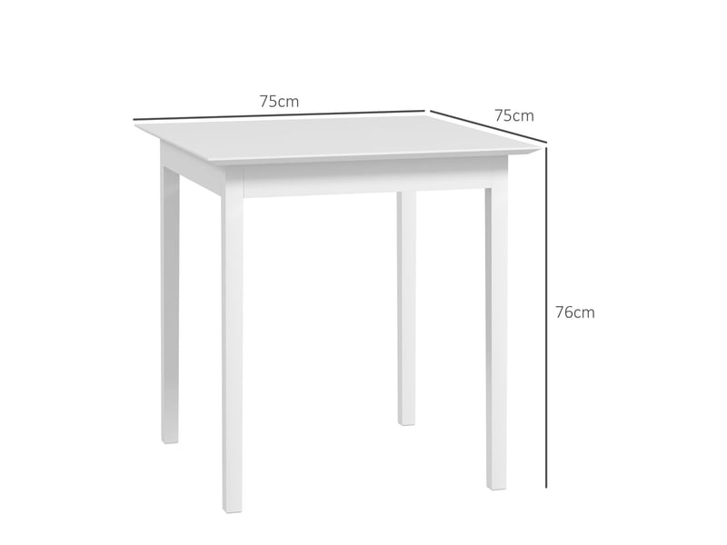 Table salle à manger 80x80, plateau bois massif table de cuisine, design campagne, surface laquée blanche, pieds avec protections - Conforama C