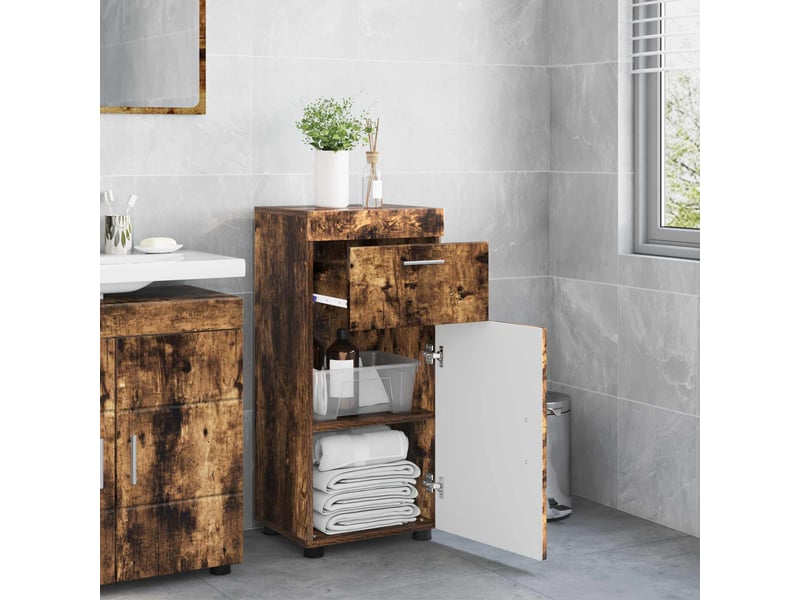 Ensemble d'armoire de salle de bain tulum chêne fumé cf62979 - Conforama D