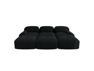 Canapé modulable modenvie 3 places avec 3 poufs velours côtelé noir 298 x 178 x 70 cm