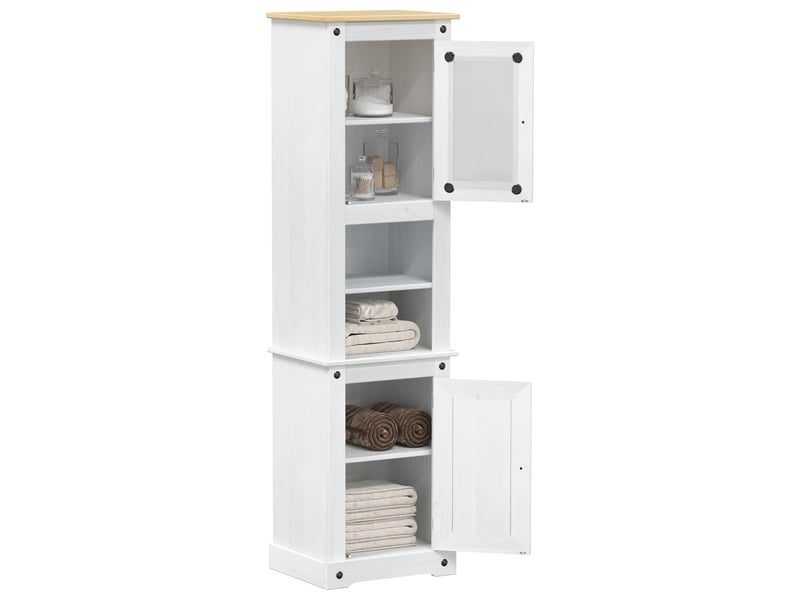 Cabinet de salle de bain, armoire salle de bain blanc 50 x 40 x 185 cm pin massif cf65240 - Conforama C