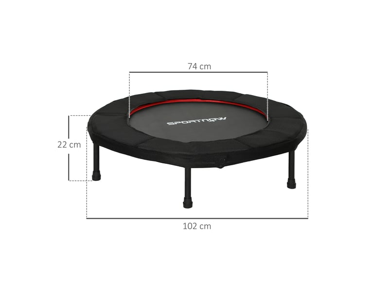  Trampoline de fitness, ø 102 cm, trampoline d'exercice, pieds antidérapants, cadre en acier, capacité de 100 kg, rouge  - Conforama C