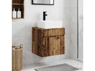 Meuble de lavabo mural, rangement salle de bain bois ancien 49x41x63 cm shl73