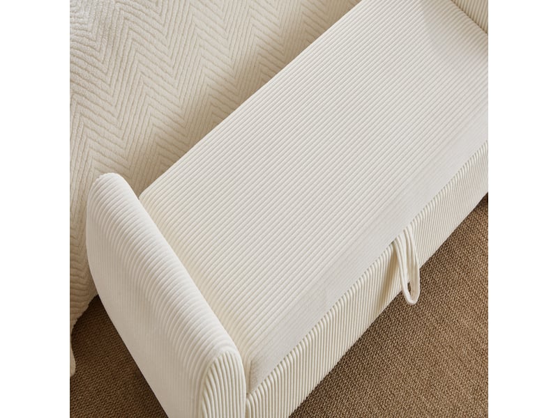  Banc coffre pliable en velours côtelé beige avec pieds en bois 145 x 51 x 57 cm W3915P509878 - Conforama D