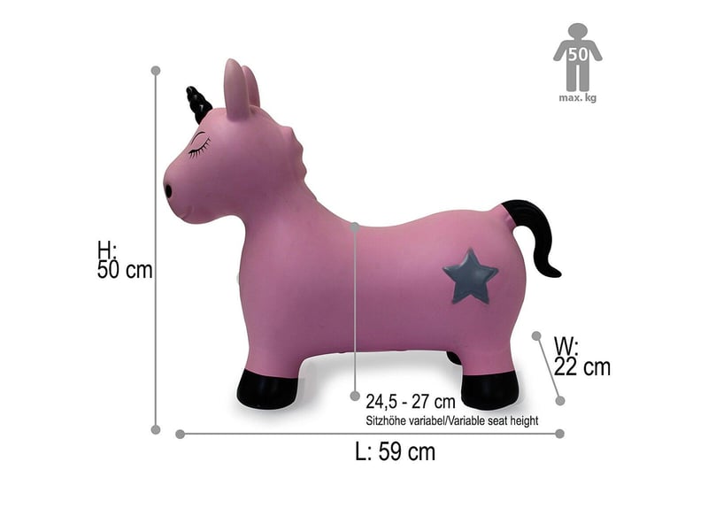  Animal rebondissante licorne hoppydoo rose vif avec pompe 460453 - Conforama B