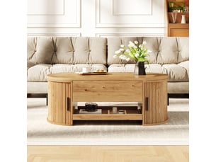 Table basse ovale coloris naturel <strong></strong> <strong></strong> - 55 cmx110 cm