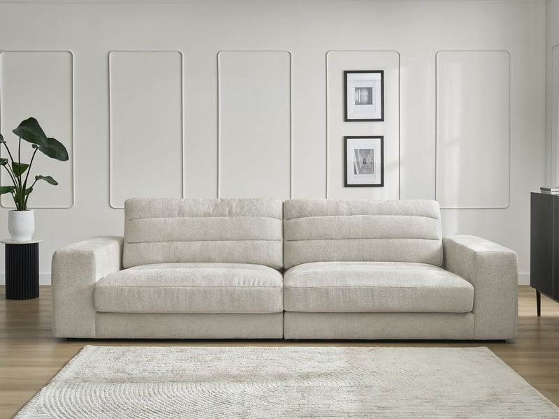  Bobochic canapé droit fixe 3 places sierra tissu texturé beige SIERRA - Conforama D