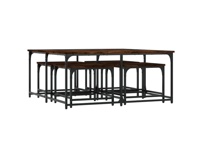  Tables basses gigognes 5 pcs | table de salon chêne fumé bois d'ingénierie  - Conforama E