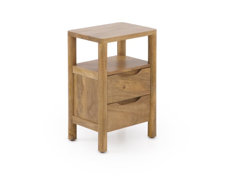  Table de chevet 2 tiroirs en bois massif de manguier  - Conforama C