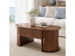 Table basse ovale coloris marron STILVORA - 50 cmx100 cm