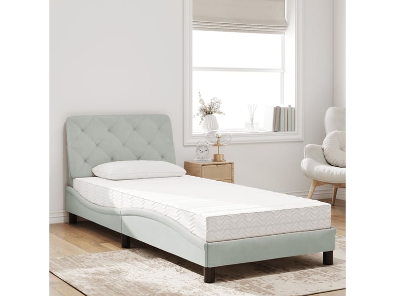 Lit simple- lit adulte - lit avec matelas gris clair 80x200 cm velours - Conforama B